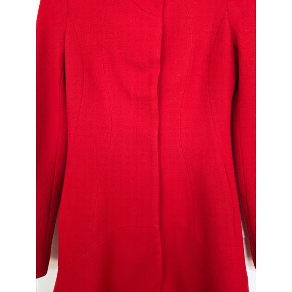 Alexander Mcqueen Red Wool Flounce Coat 38 - Picture 3 of 16